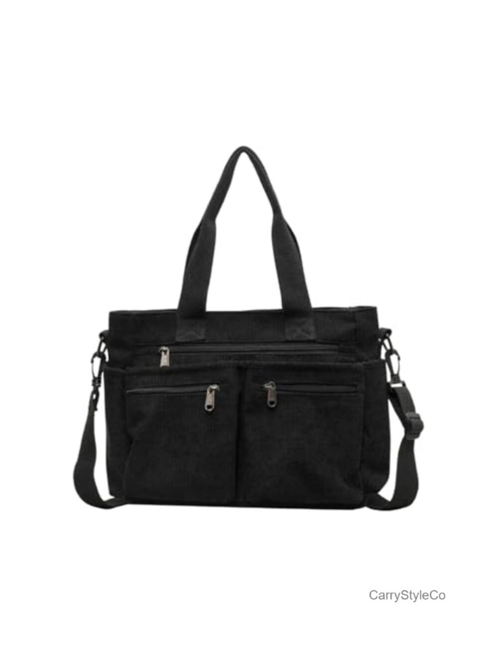 Corduroy Tote Bag with Pockets & Zipper Durable Crossbody Purse